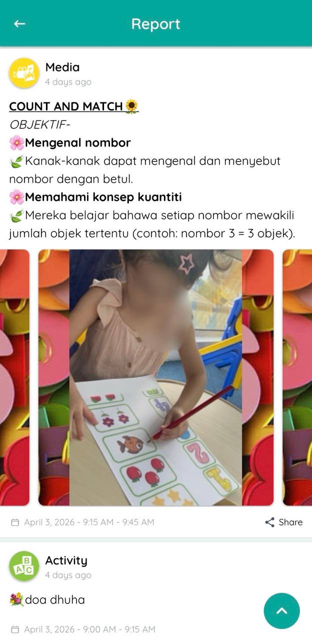 Learning activity report with photos